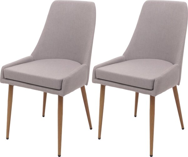 Sada 2 jídelních židlí HWC-O27, kuchyňská židle čalouněná židle, látka/textil (280g/m²) kov světle šedá