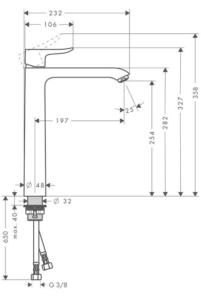 Hansgrohe Metris umyvadlová baterie stojící chrom 31184000