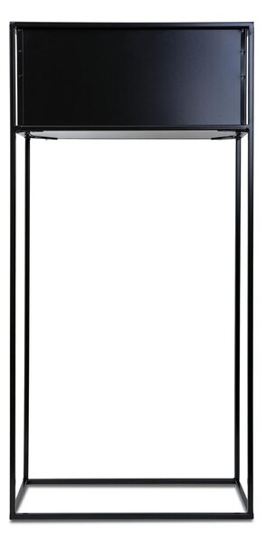 KOVOVÝ KVĚTINÁČ SE STOJÁNEM RECT 90X24X44 CM ČERNÁ