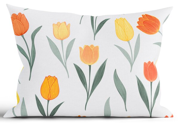 MK Lůžkoviny Bavlněný povlak na polštář Renforcé 40 x 60 cm - Květy tulipánů oranžové