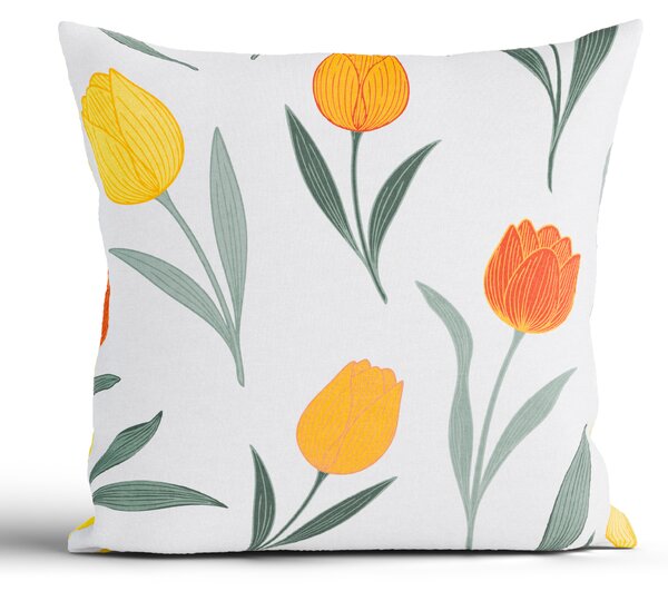 MK Lůžkoviny Bavlněný povlak na polštář Renforcé 40 x 40 cm - Květy tulipánů oranžové