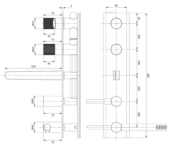 Omnires Contour vanová baterie pod omítku chrom CT8037/1CR
