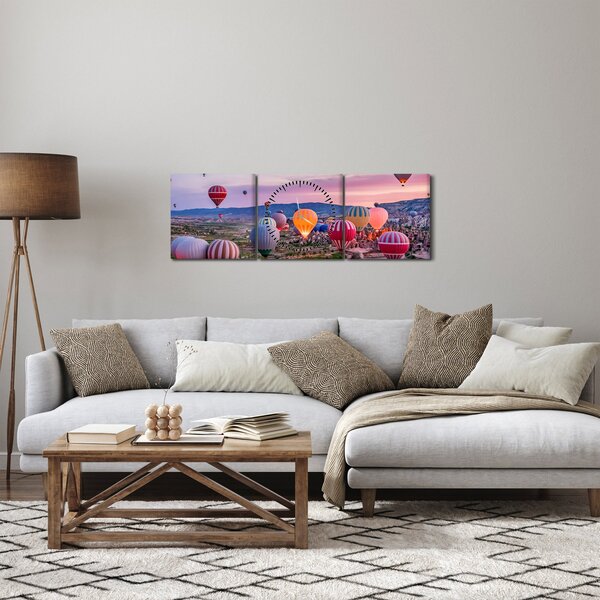 Obraz - Horkovzdušné balóny (s hodinami) (90x30 cm)