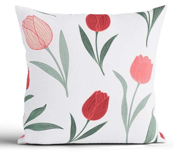 MK Lůžkoviny Bavlněný povlak na polštář Renforcé 40 x 40 cm - Květy tulipánů červené