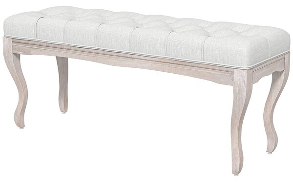 HOMCOM Lavice na konci postele s dřevěnými nohami a polstrovaným sedákem Nosnost 120 kg, Lavice do předsíně 110x37x49 cm, Krémová | Aosom