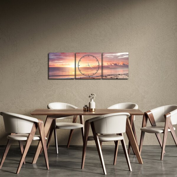 Obraz - Mořské panorama (s hodinami) (90x30 cm)