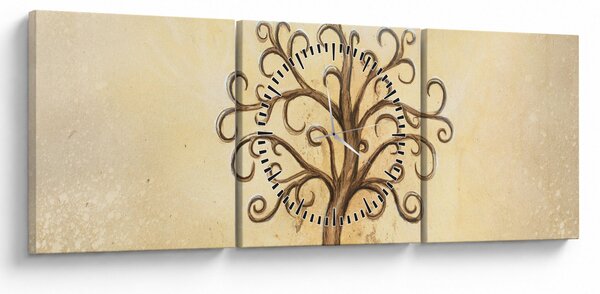 Obraz - Strom života (s hodinami) (90x30 cm)