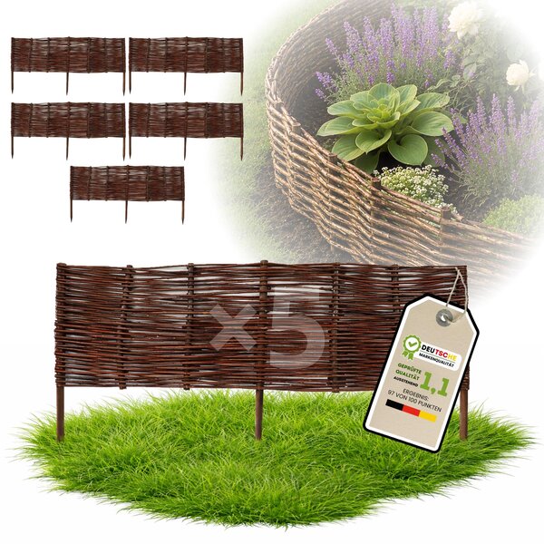Floranica 5 kusů Vrbový plot 20 cm x 100 cm – Zahradní plot z vrbového proutí Palisáda Přírodní oplocení Ohraničení záhonu
