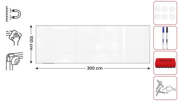 ALLboards PREMIUM EX3010 magnetická tabule 300 x 100 cm