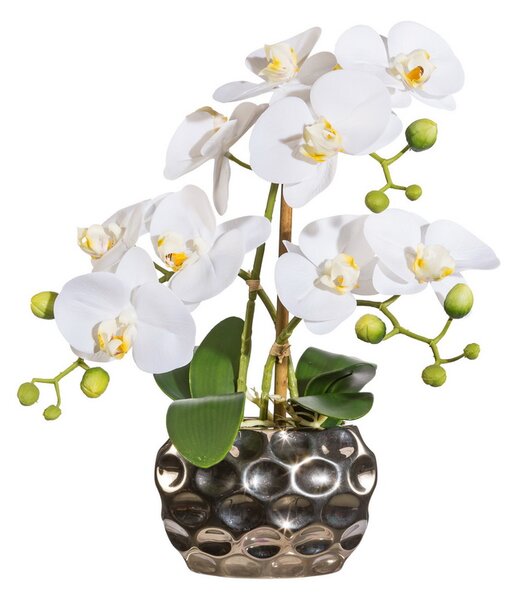 Umelá kvetina Orchidej bílá v květináči, 30cm