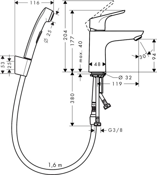 Hansgrohe Focus umyvadlová baterie s hlavicí typu bidetta stojící chrom 31927000