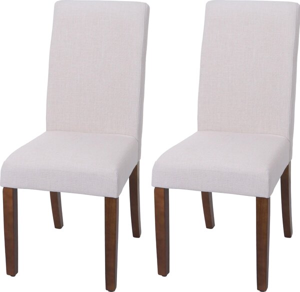 Sada 2 jídelních židlí HWC-O65f, kuchyňská židle čalouněná židle, Chesterfield látka/textil (280 g/m²), bílá
