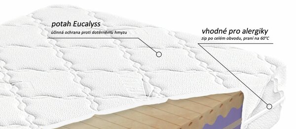 Tvrdší ortopedická matrace BIOGREEN XXL, 25cm, 90x200cm, 170kg, studená pěna