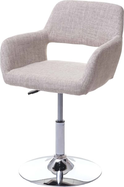 Jídelní židle HWC-A50 III, židle kuchyňská židle, retro 50. léta, látka/textil krémová/šedá, chromová podnož