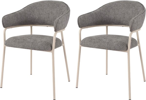 Rebecca Mobili Židle Cadetia 82,5x57x56,5 Polyesterová tkanina Steel Grey White Moderní SET 2 kusů