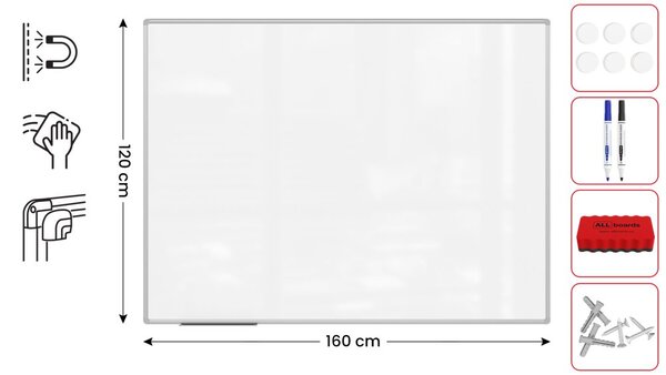 ALLboards PREMIUM EX1612 magnetická tabule 160x120 cm