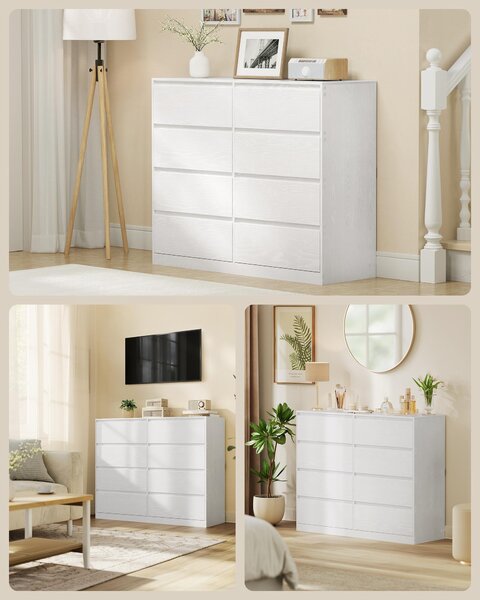 VASAGLE Komoda s 8 zásuvkami, komoda, zásuvková skříň, komoda na prádlo, do ložnice, 40 x 119,4 x 97,5 cm, moderní KAILYN kolekce