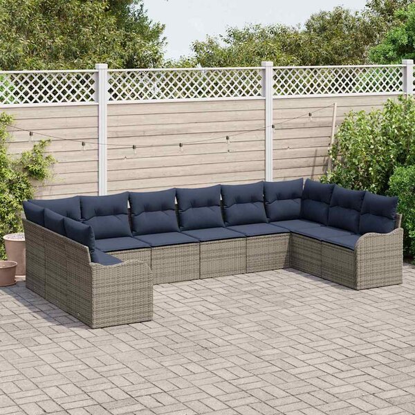 Set pohovek 10 ks Šedá Polyester 3345885