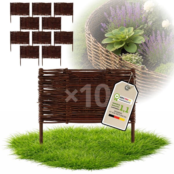 Floranica 10 kusů Vrbový plot 40 cm x 50 cm – Zahradní plot z vrbového proutí Palisáda Přírodní oplocení Ohraničení záhonu
