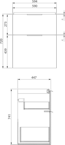 Cersanit City skříňka 59.4x44.7x72 cm pod umyvadlo závěsná bílá S584-017-DSM