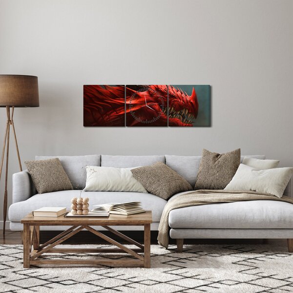 Obraz - Drak (s hodinami) (90x30 cm)