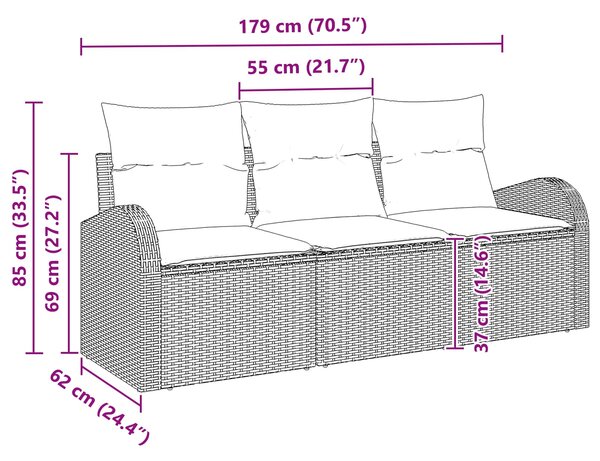 Sada zahradních pohovek Hnědá polyratan 3345904