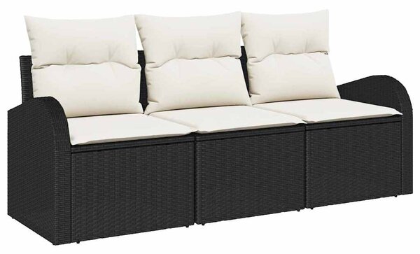 Sada zahradních pohovek s polštářem 3 pcs Černá Poly ratan 3345897