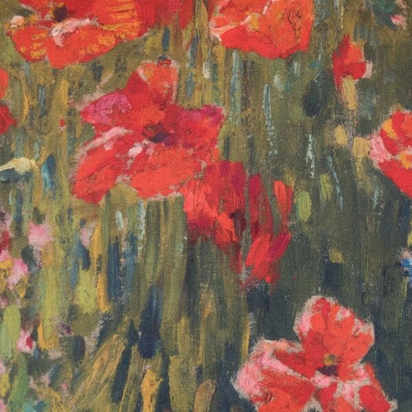 Povlak ART VELVET vlčí máky zelenočervená 45 x 45 cm