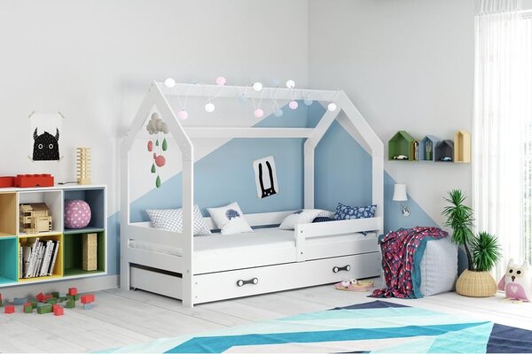 Dětská domečková postel REGINA se šuplíkem 160x80 cm - bílá
