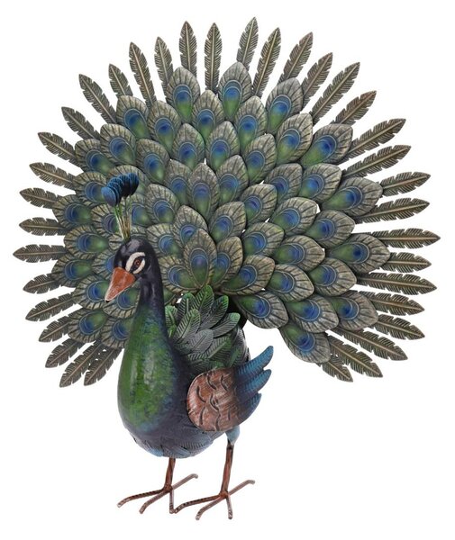 Zahradní kovová figurka Peacock, 63x65 cm, vícebarevná