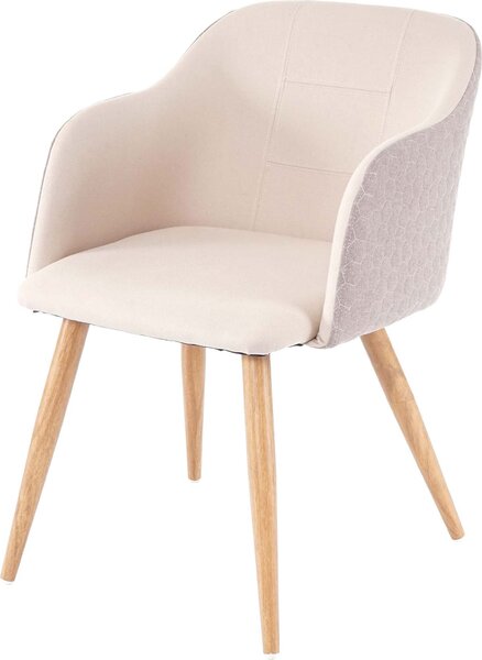 Jídelní židle HWC-D71, židle kuchyňská židle, retro design, područky látka/textil krémovo-béžová