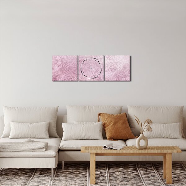 Obraz - Mandala v růžové zdi (s hodinami) (90x30 cm)