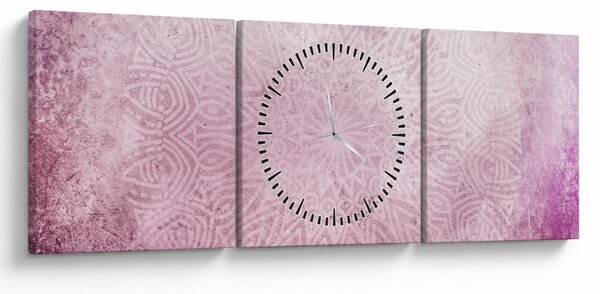 Obraz - Mandala v růžové zdi (s hodinami) (90x30 cm)