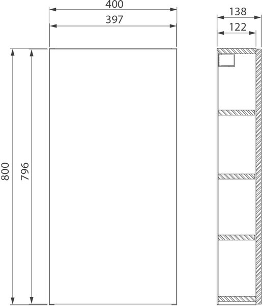 Cersanit City skříňka 40x13.8x80 cm boční závěsná bílá S584-020-DSM