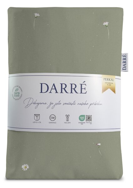 DARRÉ Perkálové bavlněné povlečení Něžné sedmikrásky - zelené - GOTS Velikost: 140 x 200 + 70 x 90