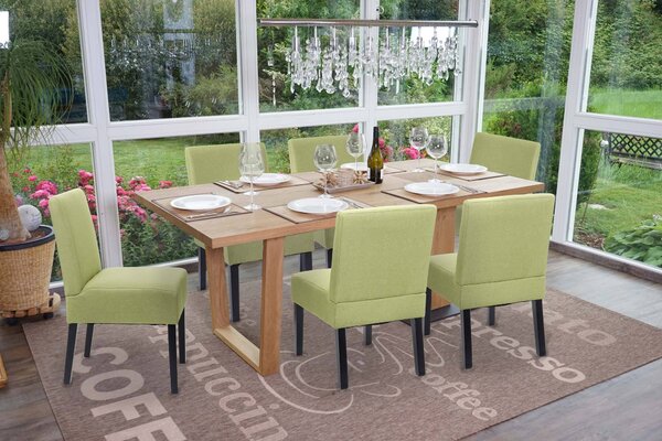 Sada 6 jídelních židlí HWC-F61, židle lounge chair, látka/textil zelená