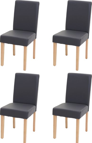 Sada 4 židlí do jídelny Kuchyňská židle Littau MVG-certifikát Imitace kůže, šedá matná, světlé nohy