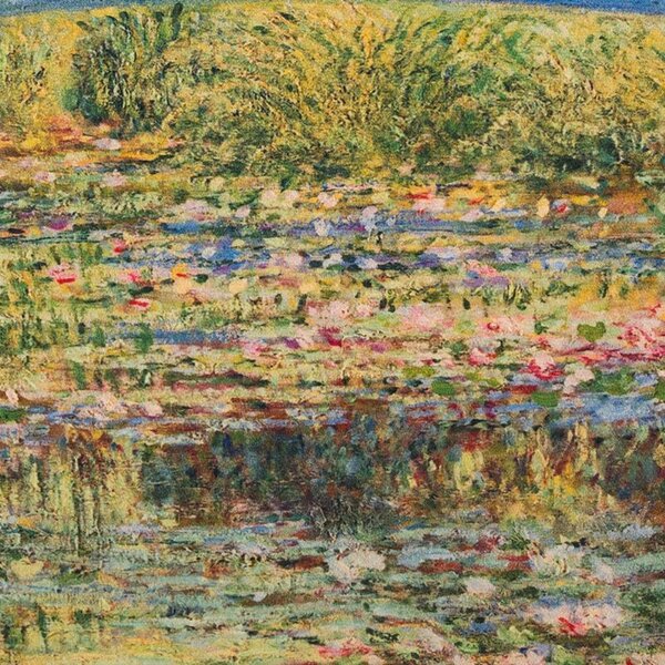 Povlak ART VELVET monet-jezero s lekníny zelená 45 x 45 cm