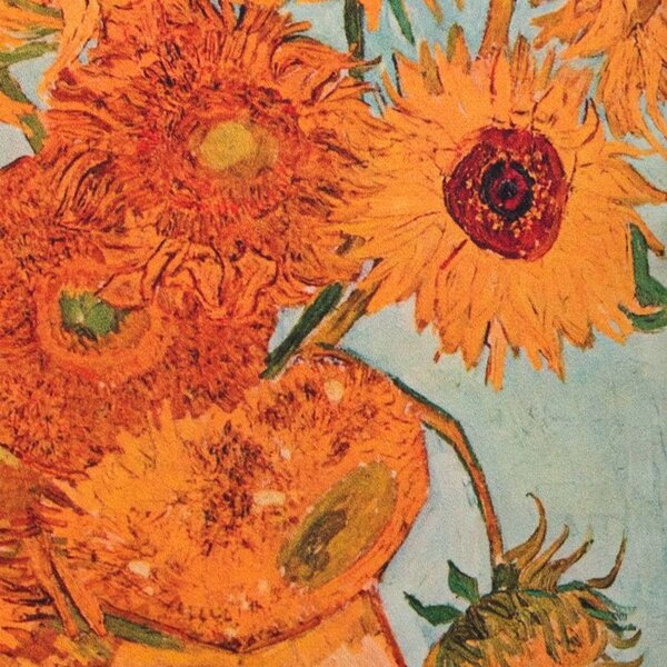 Povlak ART VELVET gogh-slunečnice okrovozelenkavá 45 x 45 cm