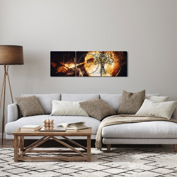 Obraz - Tajemný strom života (s hodinami) (90x30 cm)