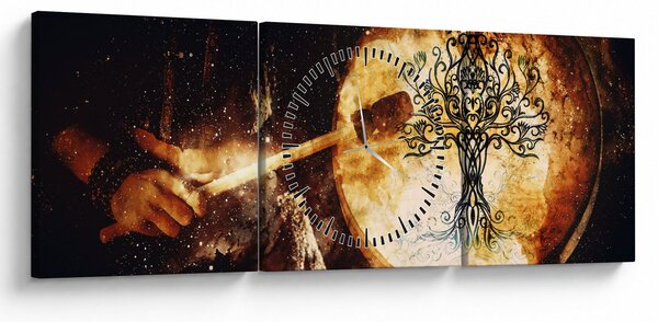 Obraz - Tajemný strom života (s hodinami) (90x30 cm)