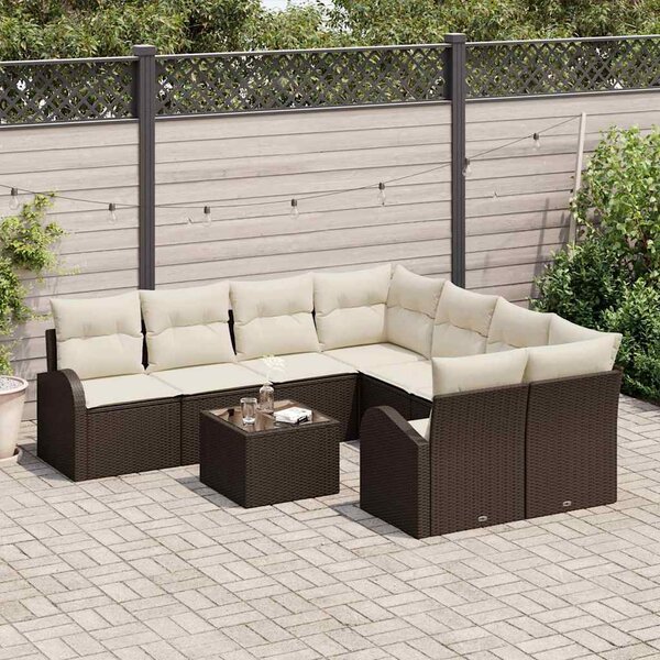 Sada zahradních pohovek 9 ks Hnědá polyratan 3345978