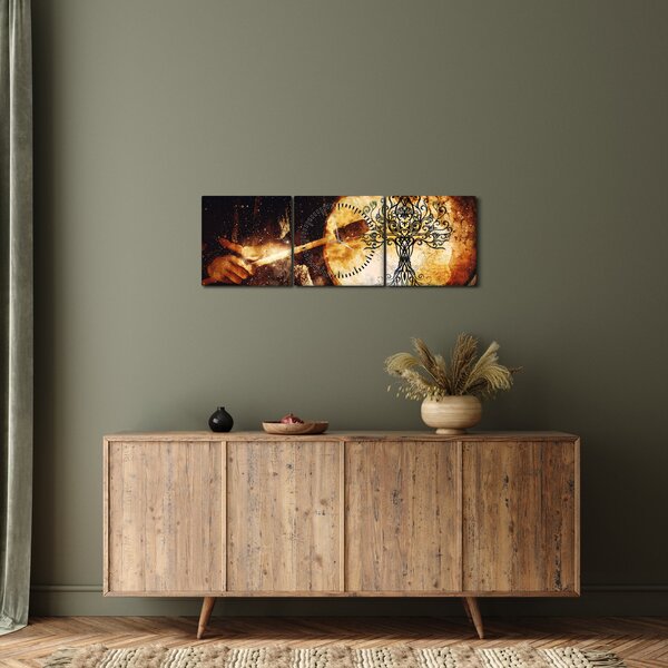 Obraz - Tajemný strom života (s hodinami) (90x30 cm)