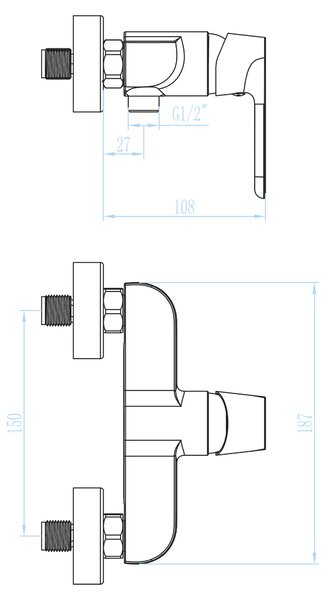 Kuchinox Dima sprchová baterie nastěnná chrom BQD040D