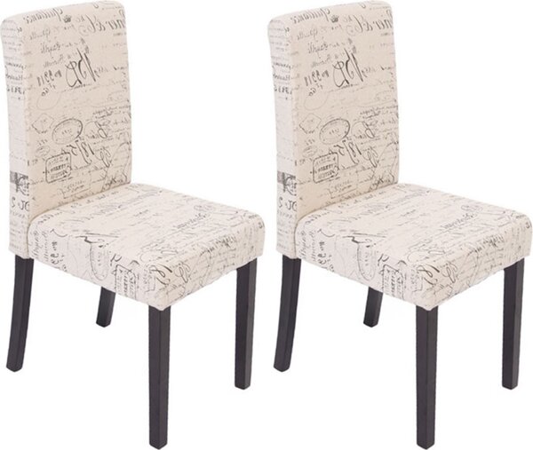 Jídelní židle Litta krémová látka (SET 2 ks) - Tmavě hnědá