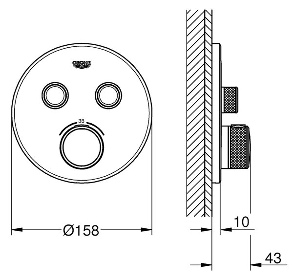 Grohe Grohtherm SmartControl vanová baterie pod omítku s termostatem SuperSteel 29119DC0