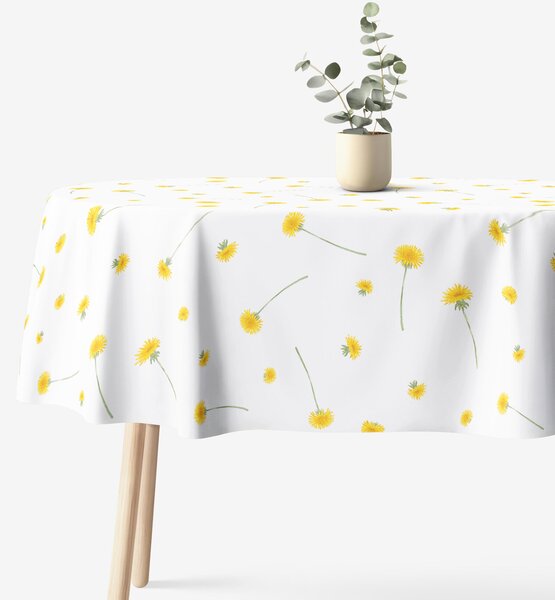 Goldea oválný ubrus 100% bavlněné plátno - pampelišky 140 x 180 cm