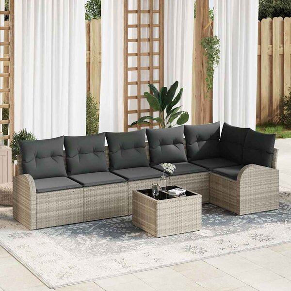 Sada zahradních pohovek 7 pcs Světle šedá Poly ratan 3346072