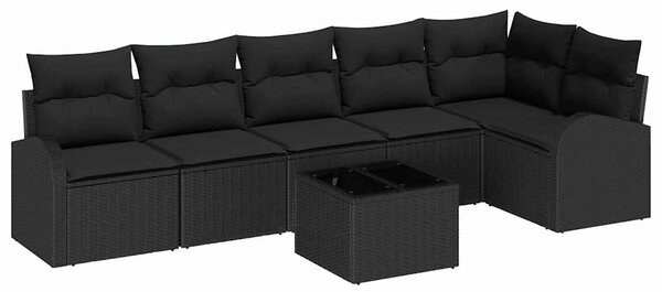 Sada zahradních pohovek s polštářem 7 pcs Černá Poly ratan 3346073