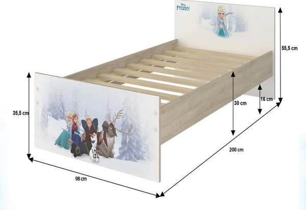 Dětská postel MAX bez motivu 200x90 cm - světlý dub